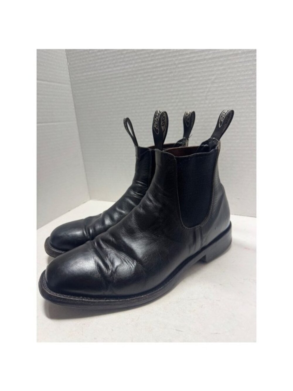 Booteroo Australian Made Black Leather Chelsea Boots Square Toe Pull On Mens 9